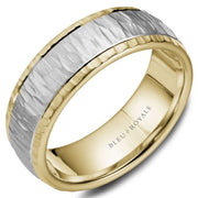 Men's Bleu Royale Two-Tone Bark Wedding Band